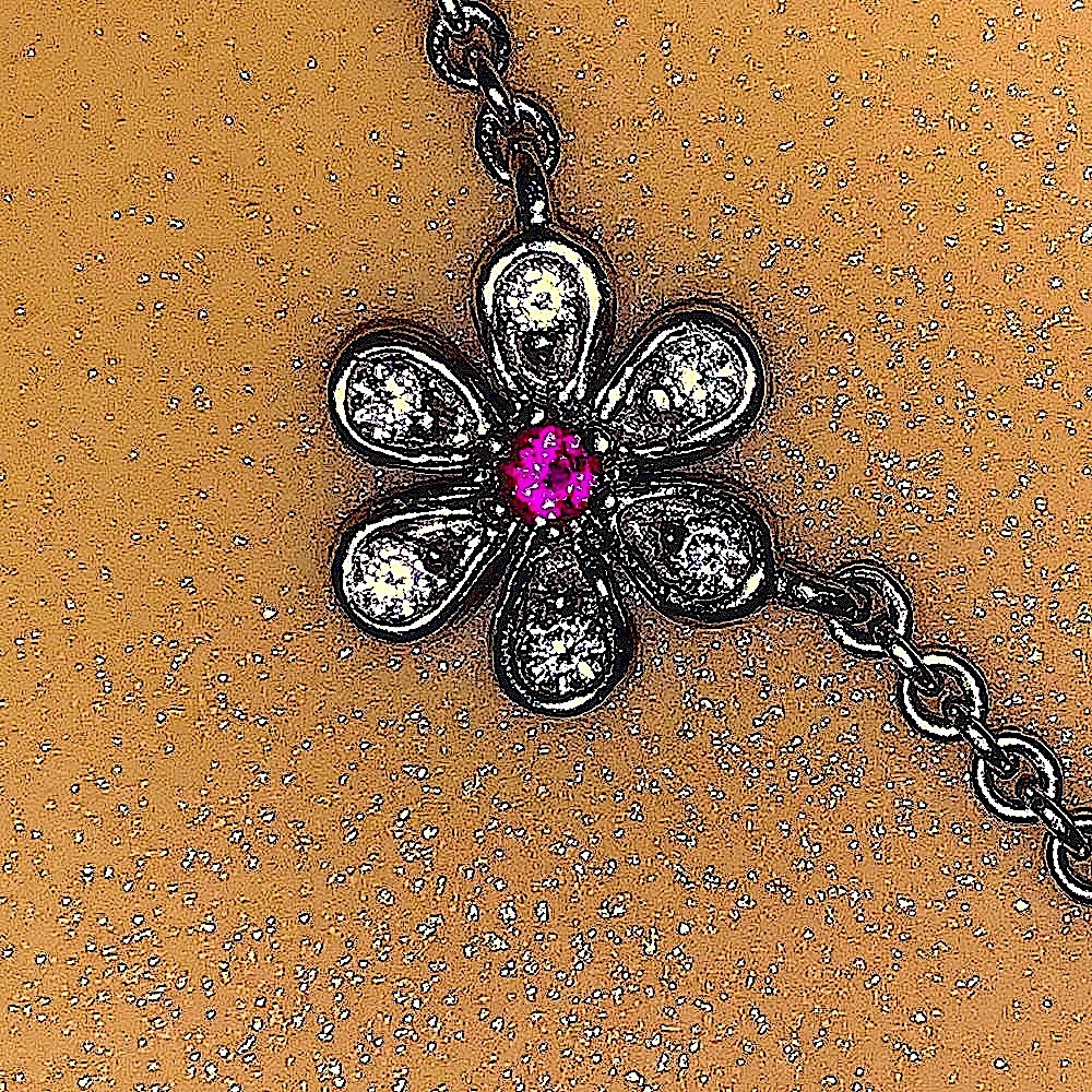Vintage 18k Ruby&Diamond Demi Parure Designer Necklace(earrings listed separate)